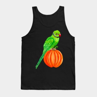 Cute Halloween Ringneck Parrot on Autumn Pumpkin Tank Top